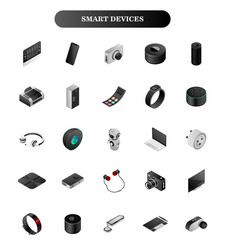 3d smart devices set on white background vector
