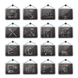 airport and transportation icons vector