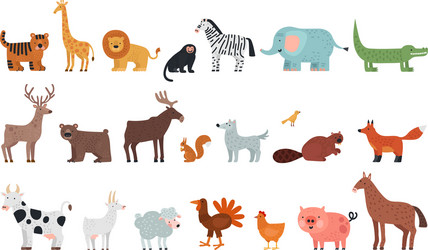 different animals farm savanna forest fauna Vector Image