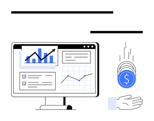 financial data analysis on computer with graphs vector image