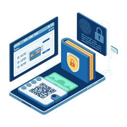 isometric digital wallet with secure online vector image