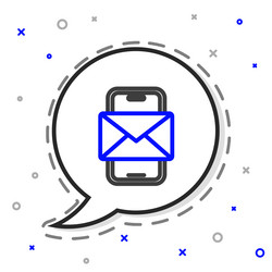 Line mobile and envelope new message mail icon vector