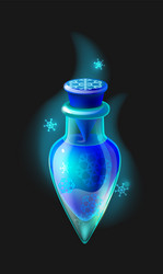 Magic elixir cartoon frost potion closed phial vector