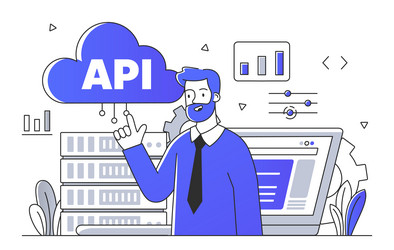 man with api server simple vector image