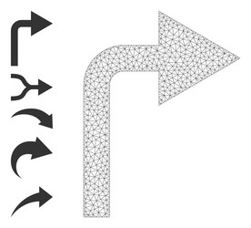 polygonal network turn right icon with simple vector image