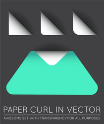 Triangle with paper curl shadow isolated set vector