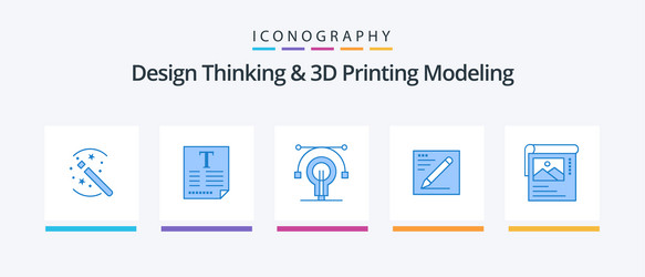 Design thinking and d printing modeling blue 5 vector