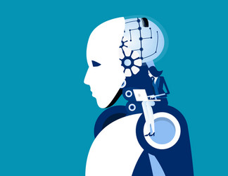 engineer with artificial intelligence robot test vector image