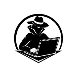 Hacker icon with laptop vector