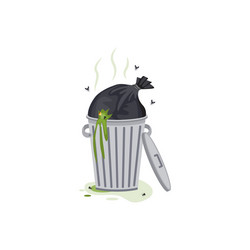 Overflowing Trash Can with Garbage vector image