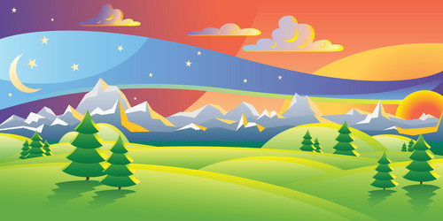 Scenic sunset landscape Royalty Free Vector Image
