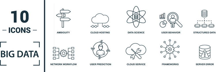 big data icon set include creative elements cloud vector image