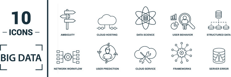 Big data icon set include creative elements cloud vector