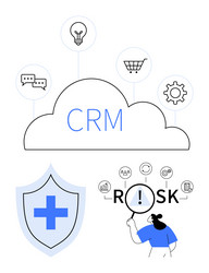 crm cloud system with risk management and security vector image