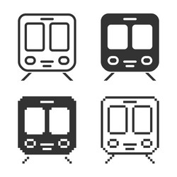 Monochromatic train icon in different variants vector