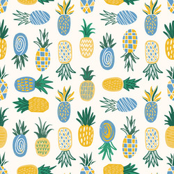 flat seamless pattern with pineapples of various vector image