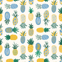 flat seamless pattern with pineapples of various vector