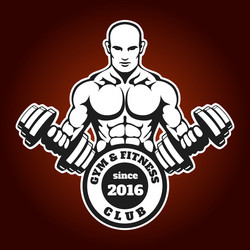 Muscular Man with Dumbbells - Fitness Emblem Vector Image