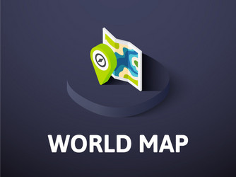 world map isometric icon isolated on color vector