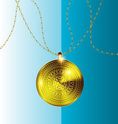 gold pendant medal vector