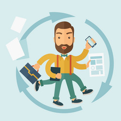 Man Performing Multiple Tasks vector image