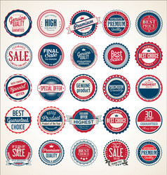 retro vintage blue and red badges labels 01622 vector