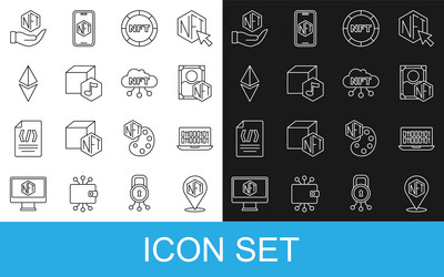 set line nft digital crypto art binary code vector image