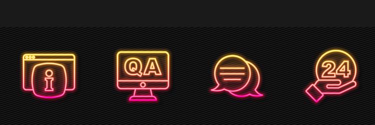 set line speech bubble chat monitor with faq vector image