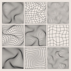 wireframe shapes lined perspective mesh 3d grid vector image