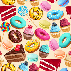Sweet desserts seamless pattern Royalty Free Vector Image