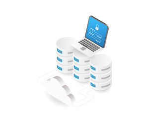 computer cloud server database security password vector image