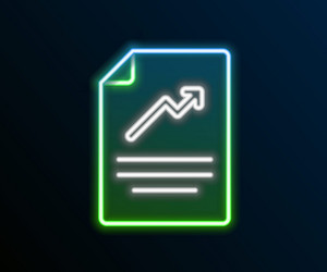 glowing neon line document with graph chart icon vector image