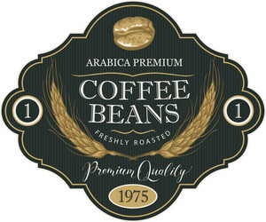label for coffee beans with wheat ears vector image