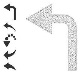polygonal mesh turn left icon with simple vector image