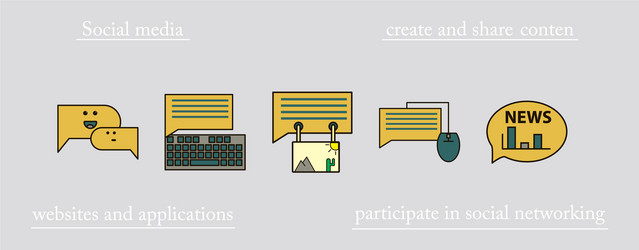 Social Media Icons In Speech Bubbles With Group Vector Image