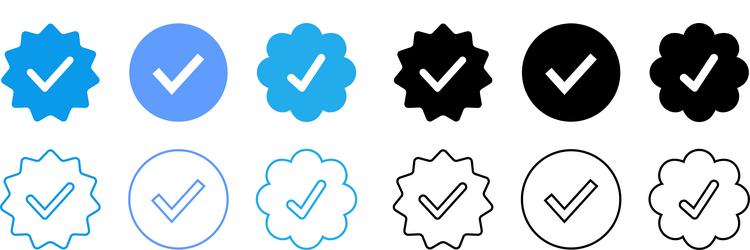 verified tick badge icon set isolated vector