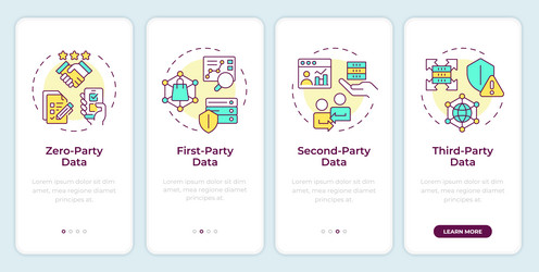 audience data types onboarding mobile app screen vector image