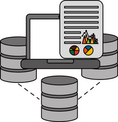 Data center disks with laptop and document vector