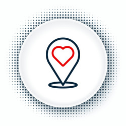 Line map pointer with heart icon isolated vector