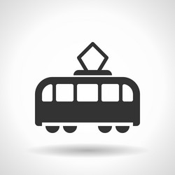 Monochromatic tram icon with hovering effect vector