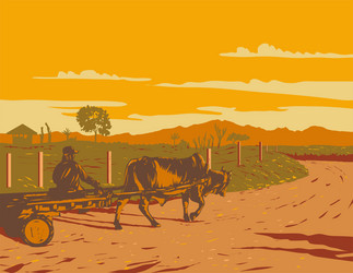 brahman bull pulling cart in malaybalay Vector Image