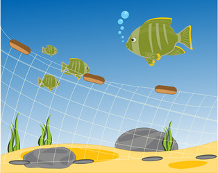 Fishing net seaborne vector