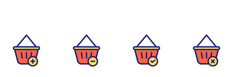 icon ui button shopping basket or cart with plus vector image