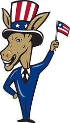 Smiling Donkey with American Flag Vector Image