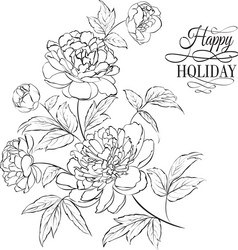 Elegant Peony Flowers Vector Image