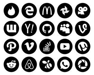 20 social media icon pack including overflow vector