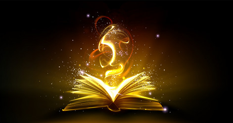 magic book with golden light and shimmering stars vector image