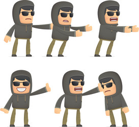set of hacker character in different poses vector image