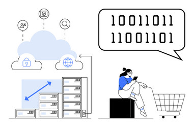 cloud computing and data storage with binary code vector image