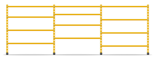 Metal yellow rack empty metallic storage shelves vector